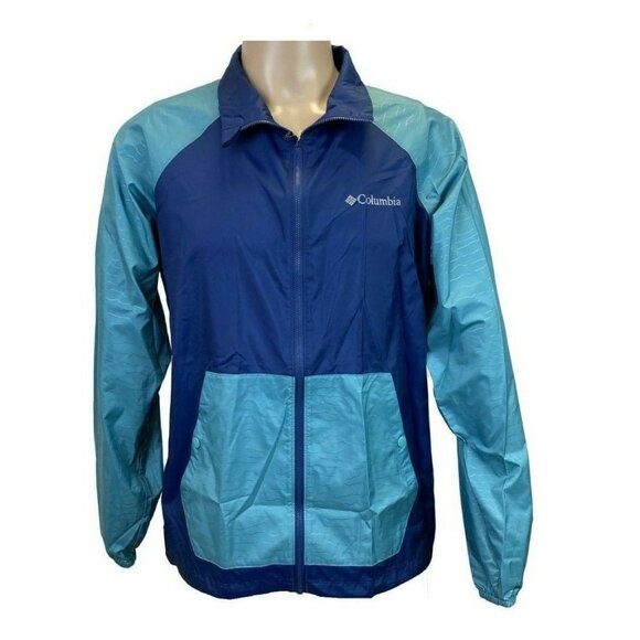 Columbia Tabor Point Men's Windbreaker Jacket, Blue/Green, Small 1771371470 NEW - Picture 1 of 4